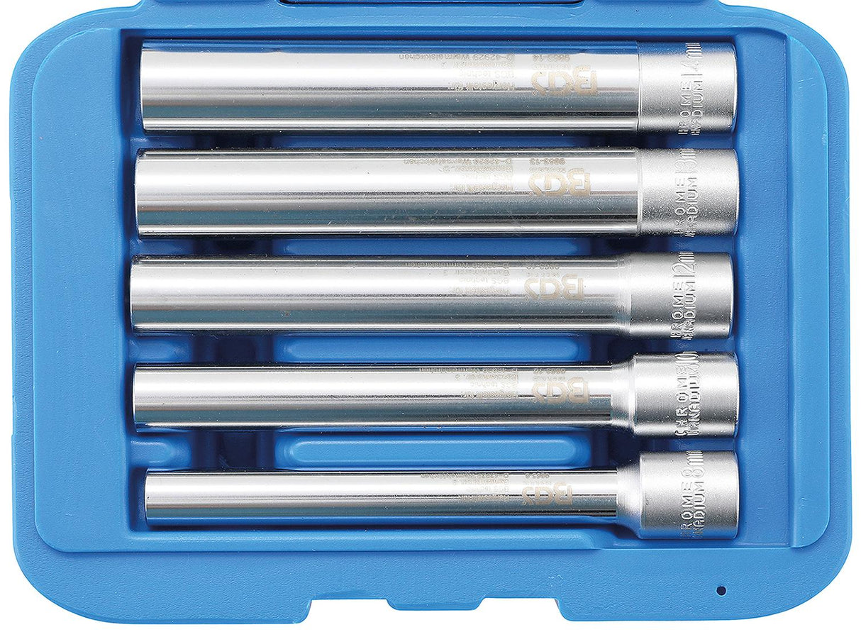 SOCKET SET, HEXAGON, EXTRA DEEP | 10 MM (3/8 ") DRIVE | SW 8 - 14 MM | 5 PCS. (9863)