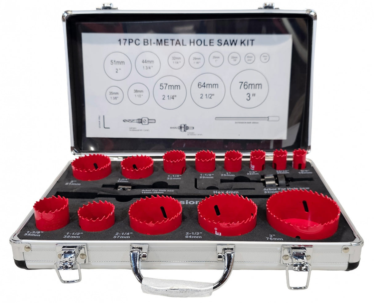 BI-METAL HOLE SAW SET | HSS | 19-76 MM | 17 PCS. (3381E)