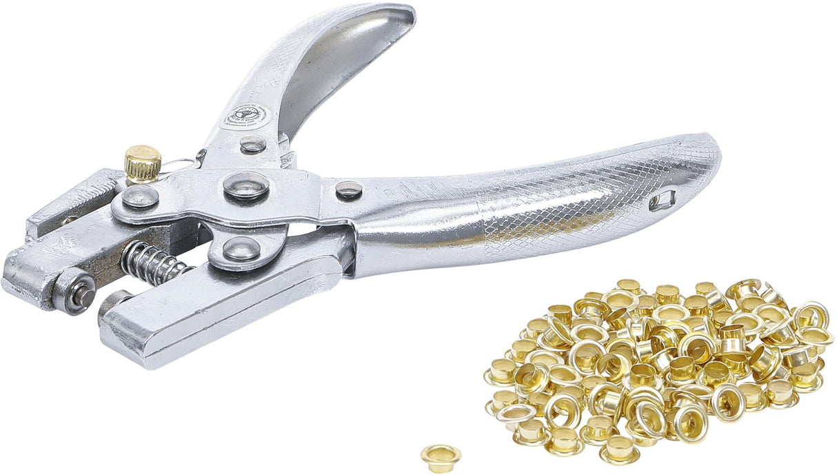 EYELET PLIERS WITH 100 ROUND EYELETS | 5.0 MM | 180 MM (569)