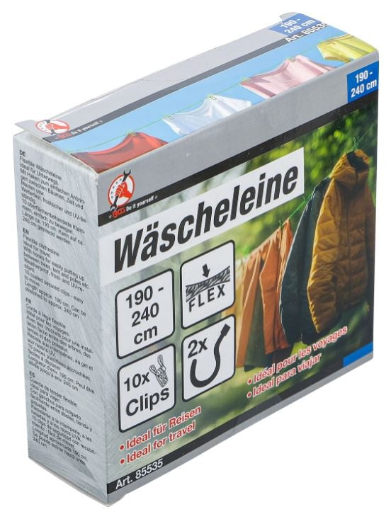 WASHING LINE | FLEXIBLE | 1.9–2.4 M | WITH 10 PEGS (85535)
