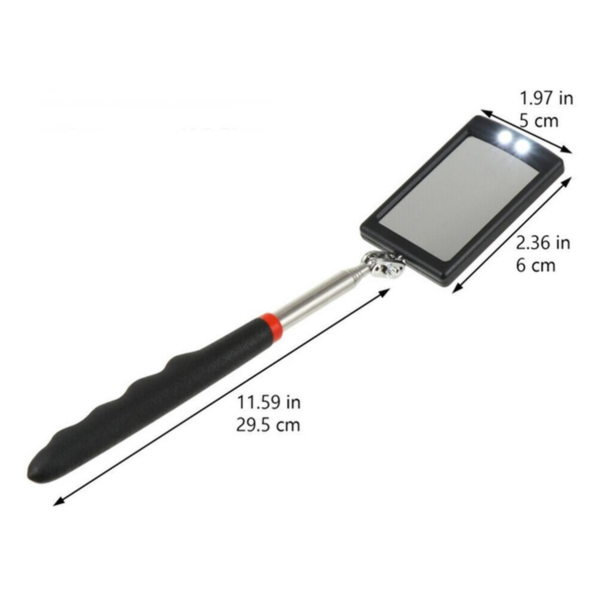 TELESCOPIC SQUARE MIRROR | 285 - 870 MM | WITH 2 LED (9302V)