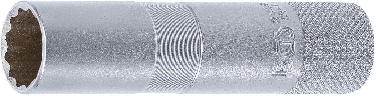 SPARK PLUG SOCKET WITH RUBBER MOUNT, 12-POINT, LONG | 10 MM (3/8") | 16 MM (2448)