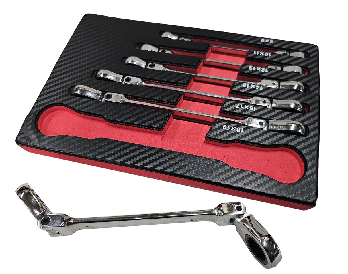 RATCHET BOX-END WRENCHES | FLEX DOUBLE-SIDED | 8 X 9 - 18 X 19 MM | 6 PCS. (FRS6)