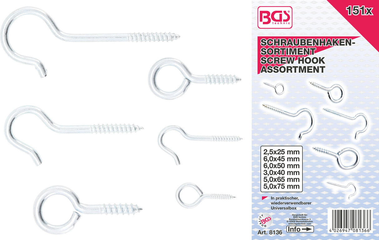 SCREW HOOK ASSORTMENT | 151 PCS. (8136)