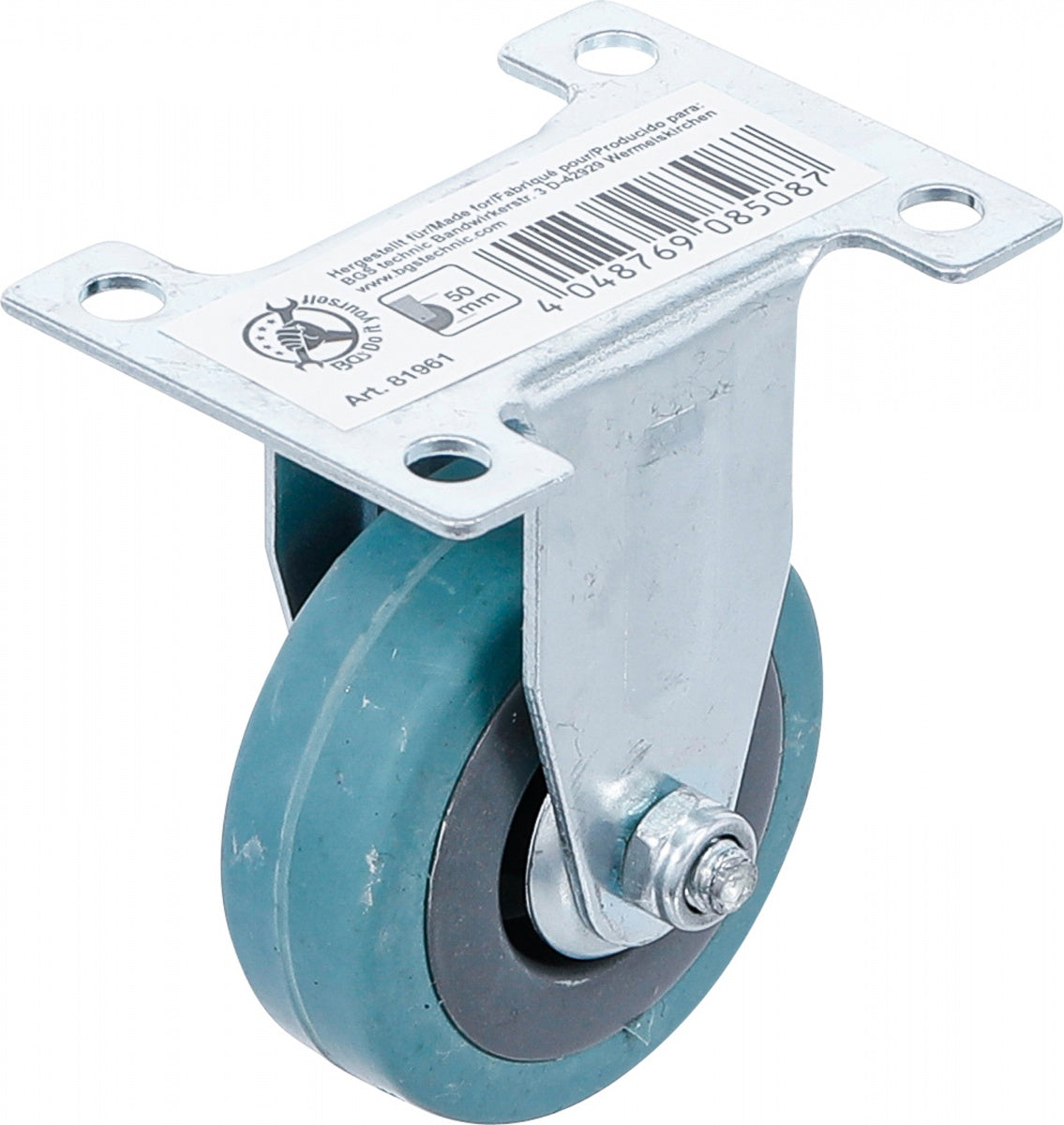 FIXED CASTOR | RUBBER | WITH ASSEMBLY PLATE | Ø 50 MM (81961)