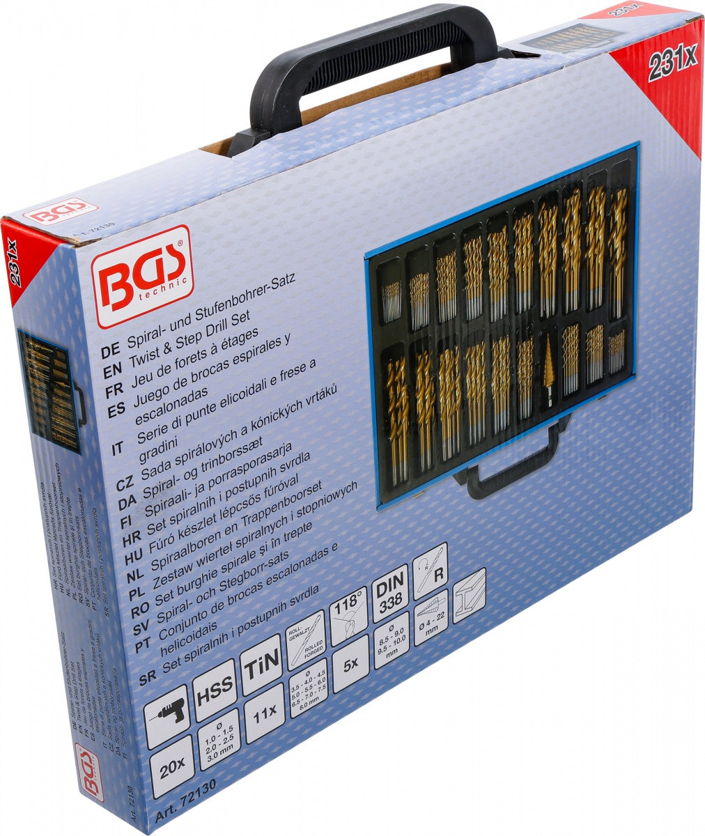 DRILL BIT SET HSS | TITANIUM NITRIDE | 1 - 10 MM | 231 PCS. (72130)
