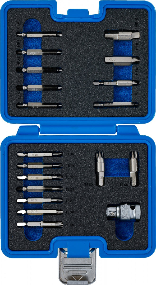 SCREW EXTRACTOR SET | FOR INTERNAL HEXAGON 1.5 - 10 MM / T-STAR (FOR TORX) | T10 - T55 | 19 PCS. (9173-1)