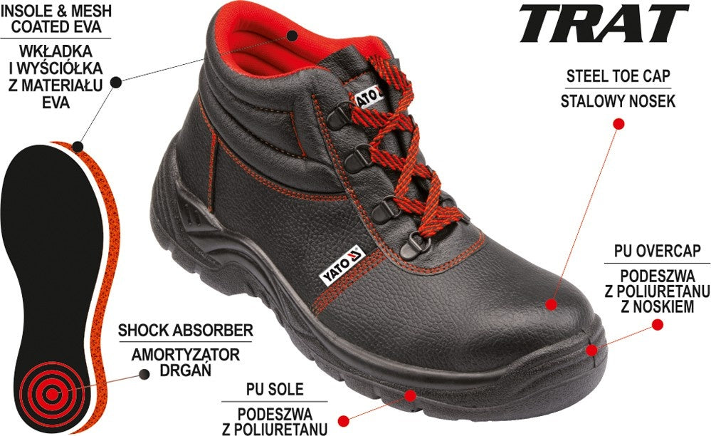 MIDDLE-CUT SAFETY SHOES S1 S.46 "TRAT" (YT-80740)
