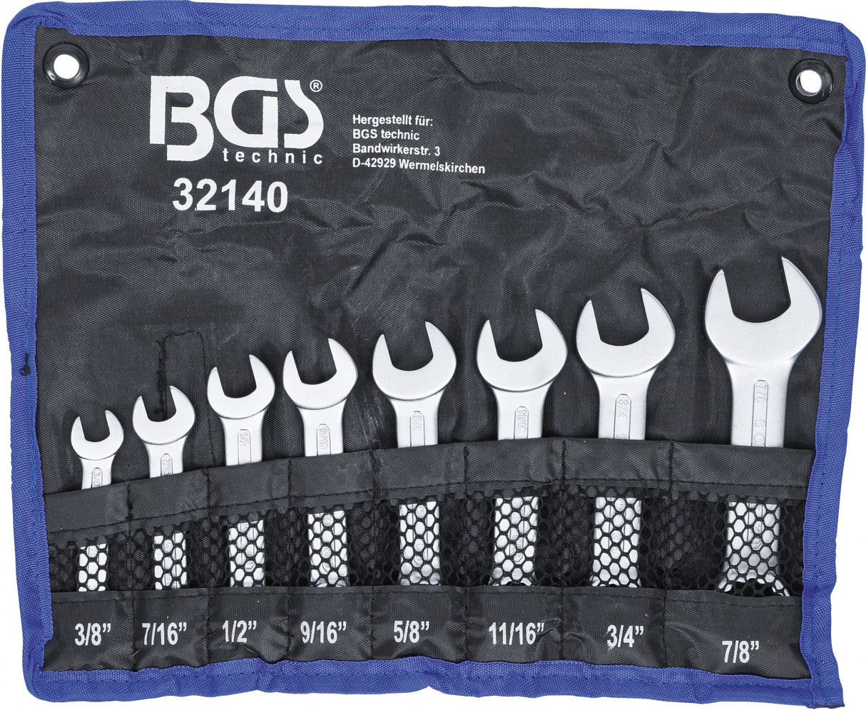 COMBINATION SPANNER SET | EXTRA SHORT | INCH SIZES | 3/8" - 7/8" | 8 PCS. (32140)