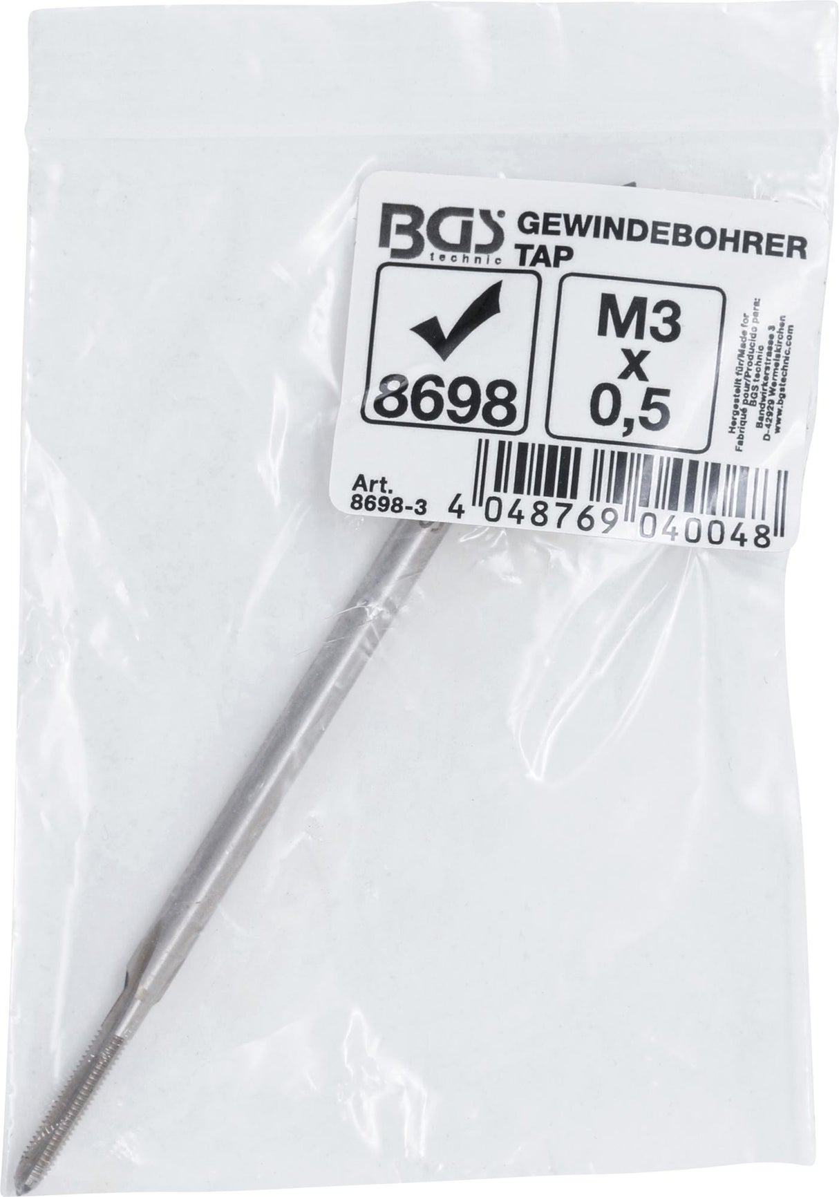 TAP | LONG | FOR BGS 8698 | M3 X 0.5 (8698-3)