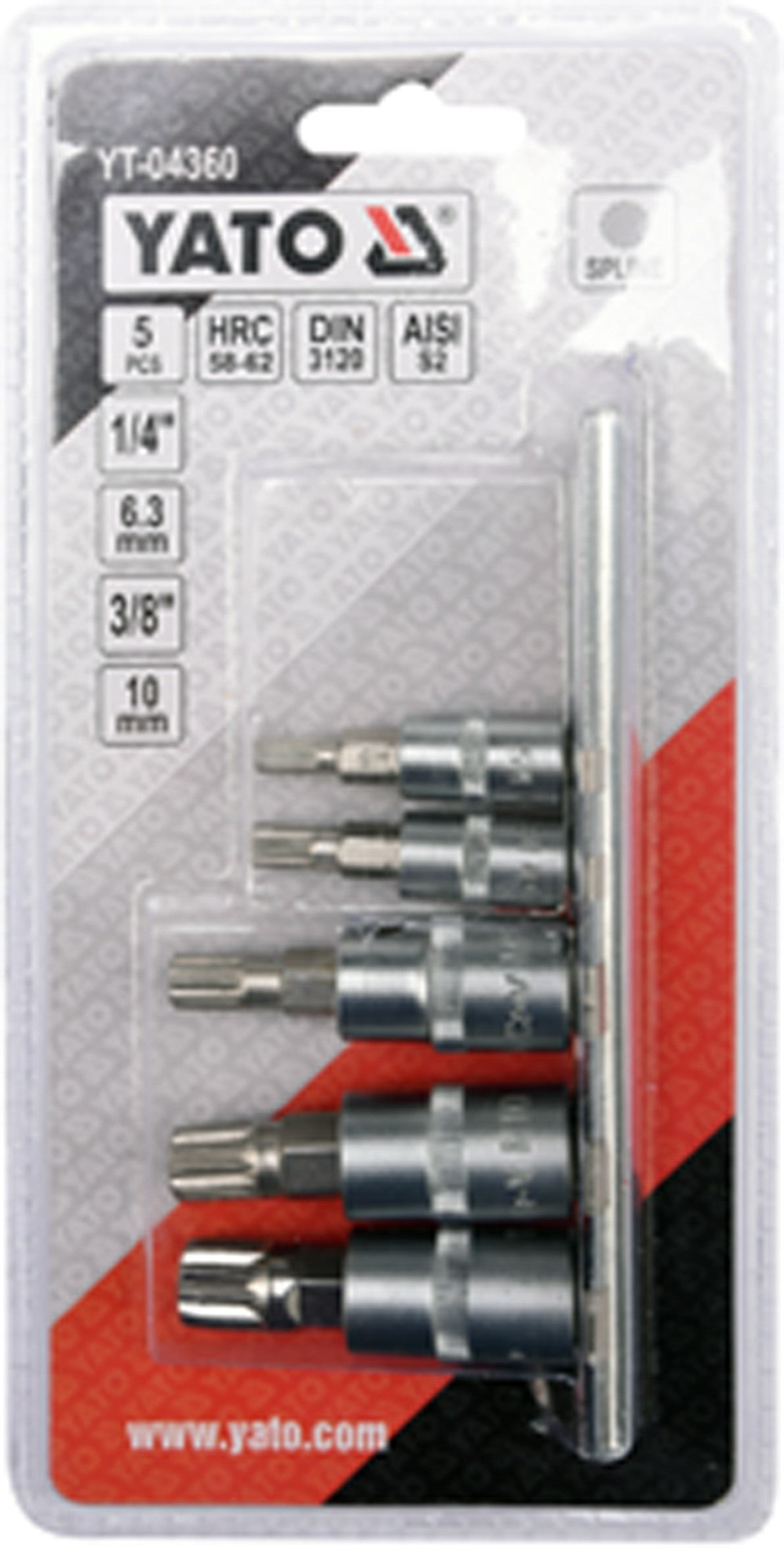 SOCKET BIT SET SPLINE 5PCS (YT-04360)