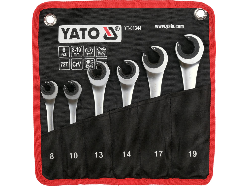 FLARE NUT RATCHET WRENCH SET 8-19MM 6PCS (YT-01344)