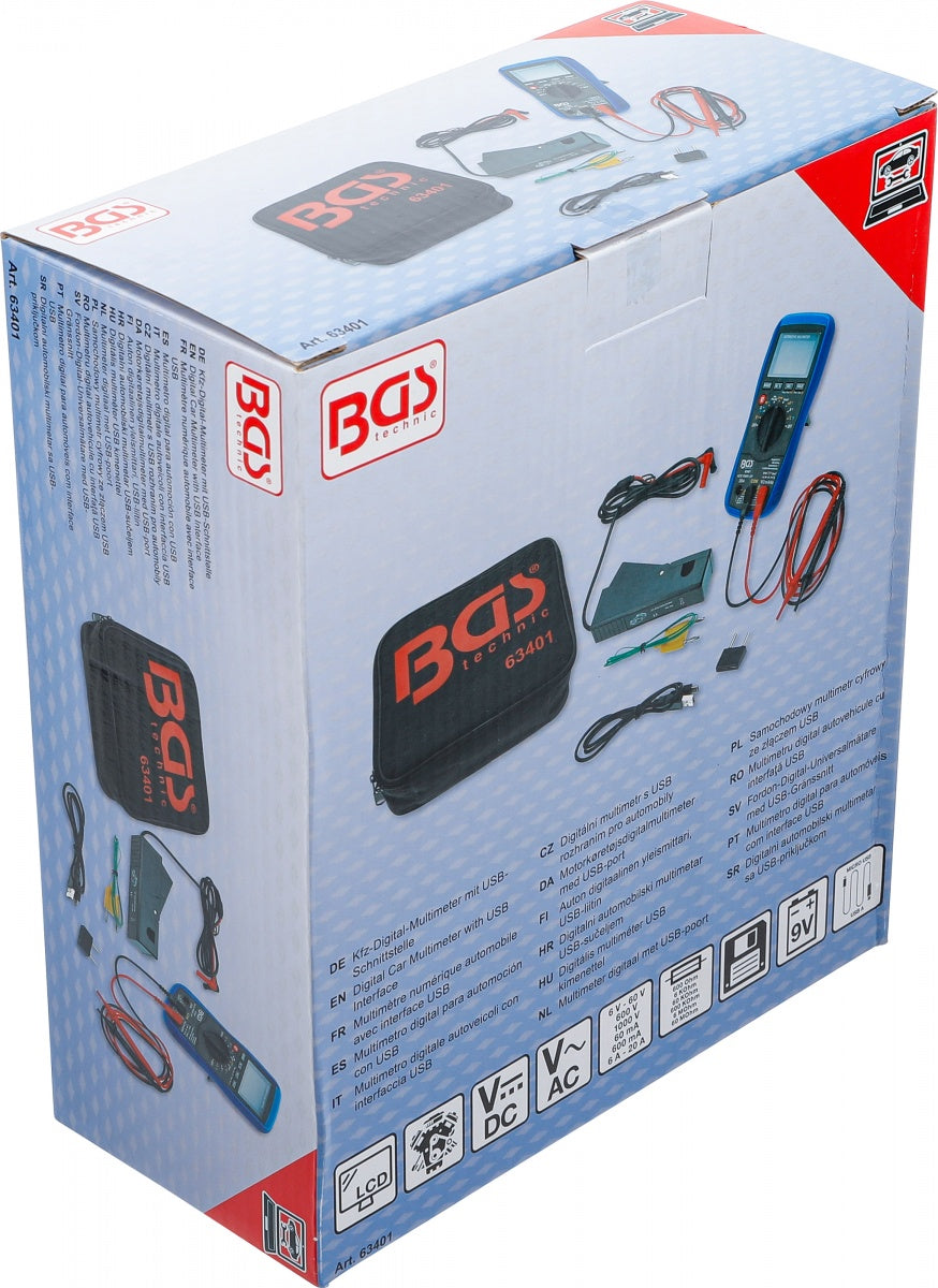 DIGITAL CAR MULTIMETER WITH USB INTERFACE (63401)