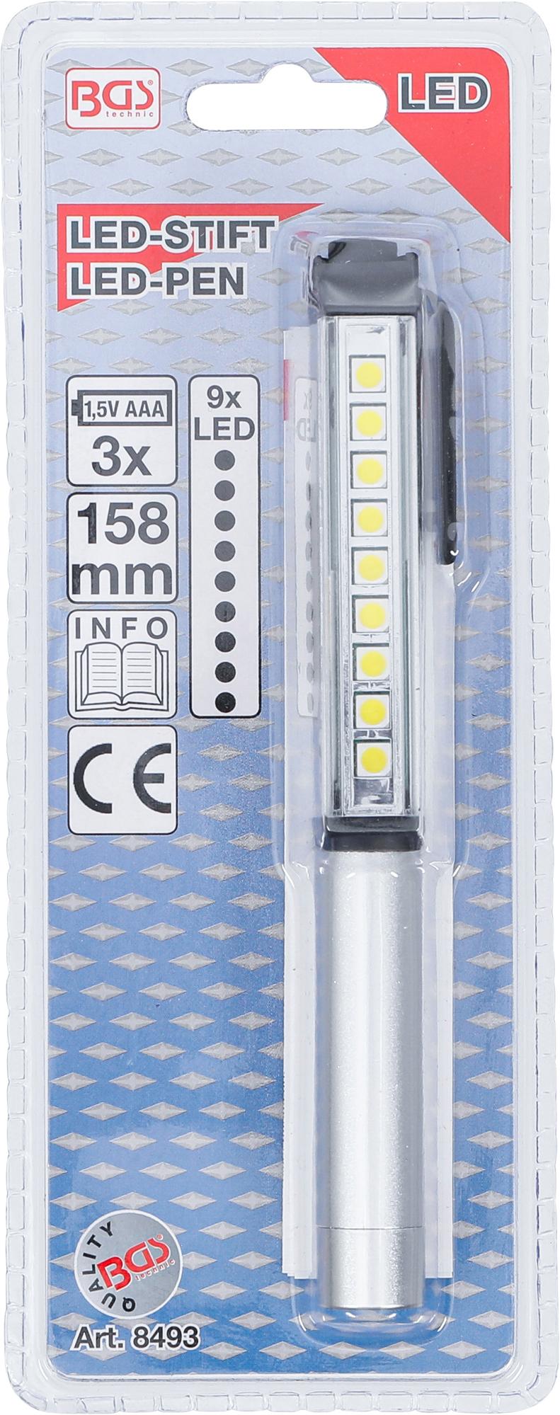 ALUMINIUM LED PEN WITH 9 LEDS (8493)
