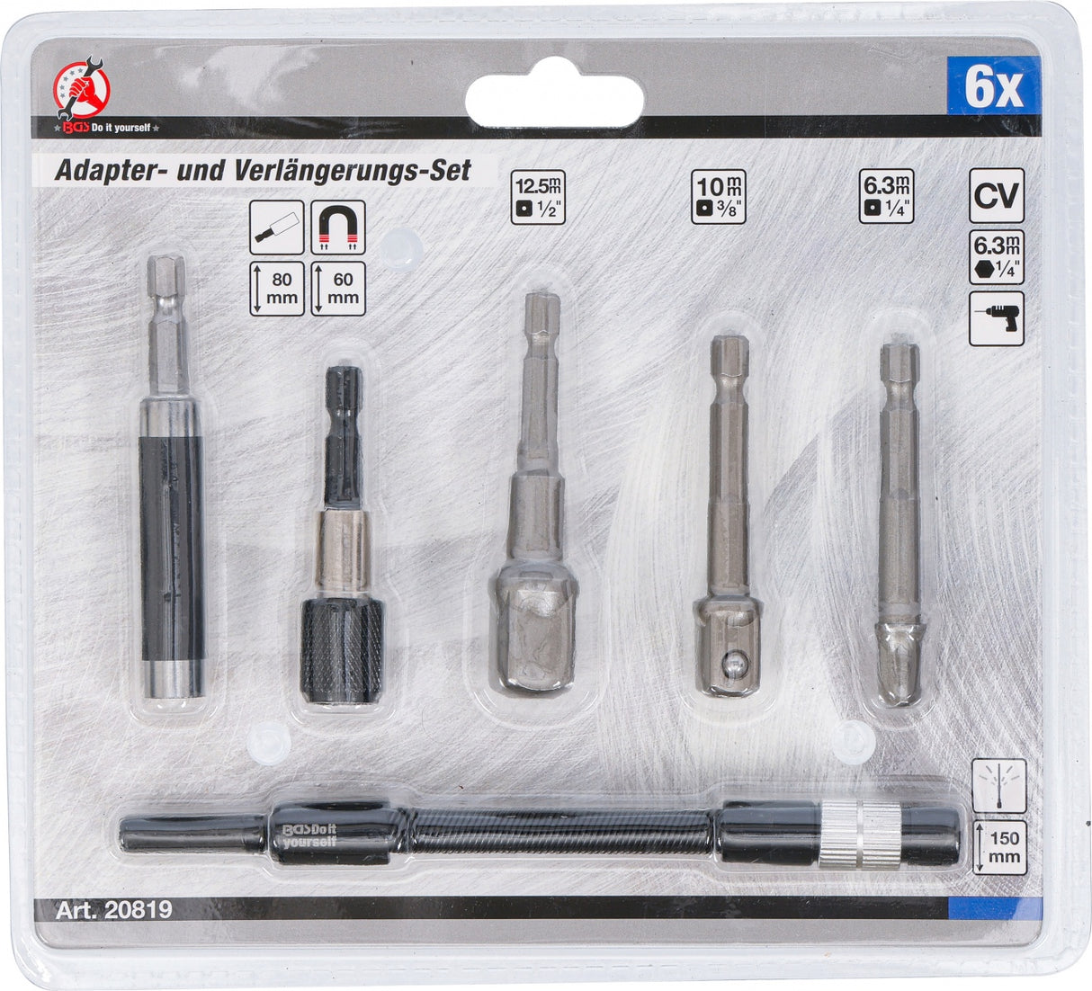 ELECTRIC DRILL BIT EXTENSIONS AND ADAPTERS SET | 6 PCS (20819)