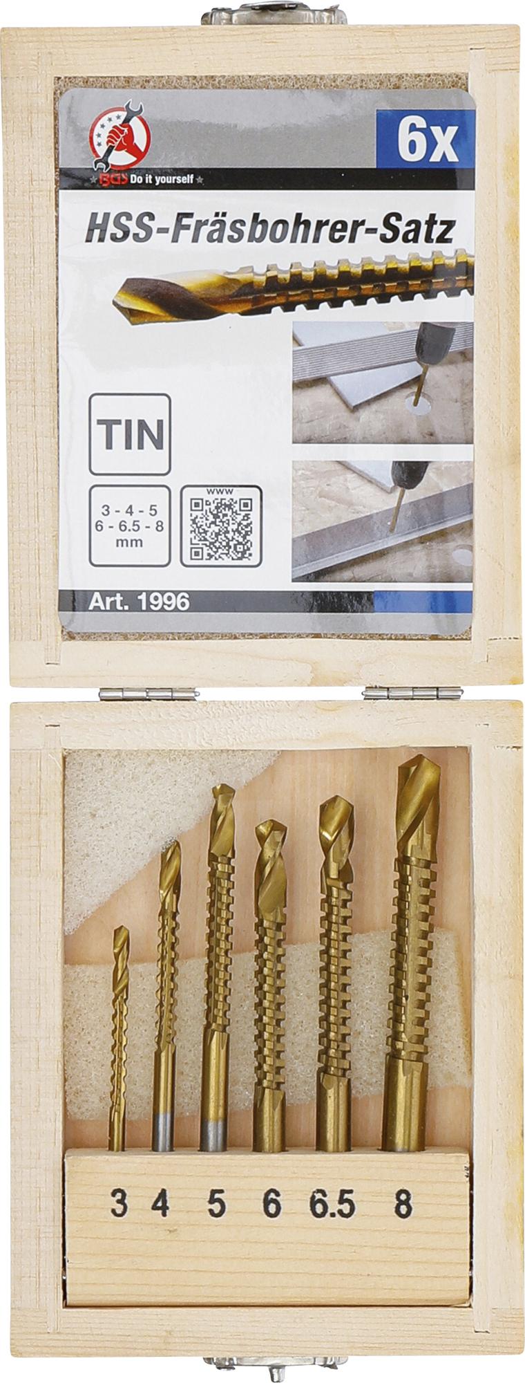 HSS MILLING DRILL SET | TITANIUM COATED | 3 - 8 MM | 6 PCS. (1996)