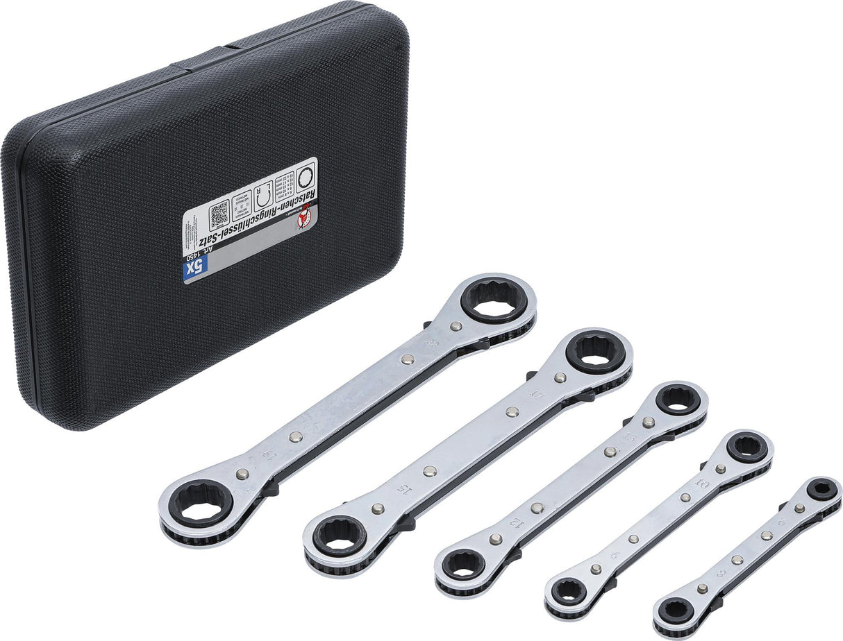 DOUBLE ENDED RATCHET WRENCH SET, STRAIGHT, REVERSIBLE | 6 X 8-19 X 22 MM | 5 PCS. (1450)
