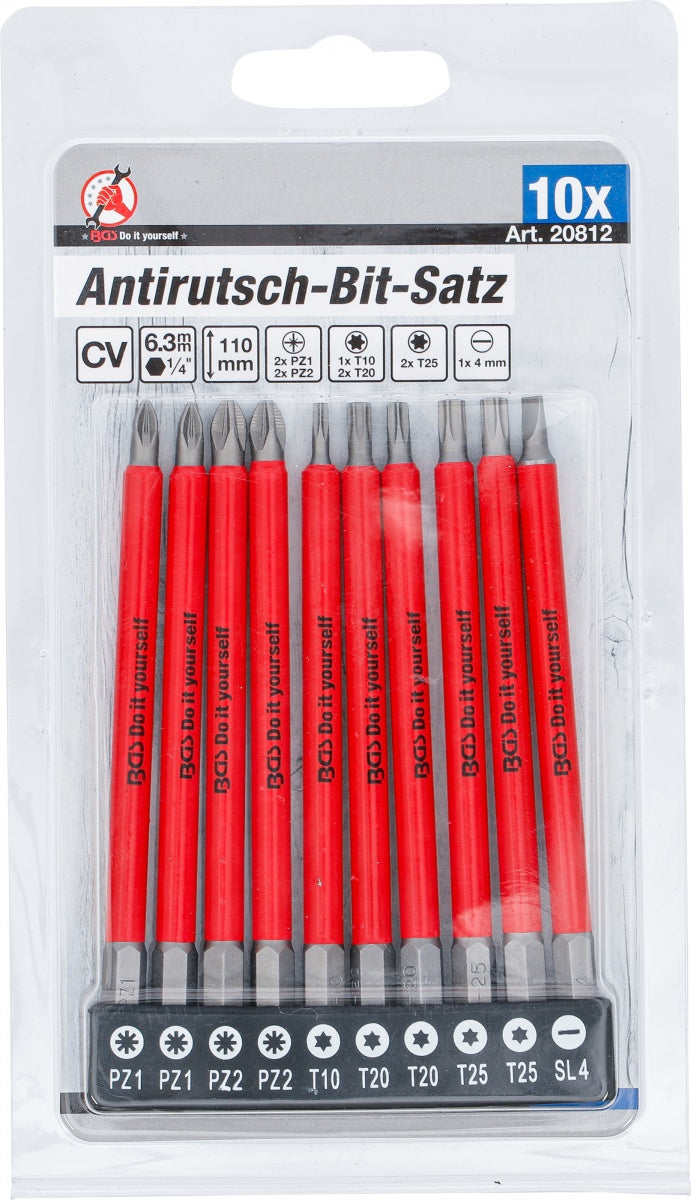 ANTI-SLIP BIT SET | MAGNETIC | 110 MM | 10 PCS. (20812)