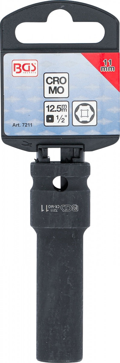 IMPACT SOCKET HEXAGON, DEEP | 12.5 MM (1/2") DRIVE | 11 MM (7211)