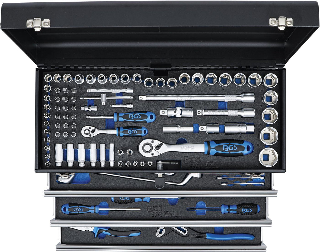 METAL WORKSHOP TOOL CASE | 3 DRAWERS | WITH 143 TOOLS (3318)