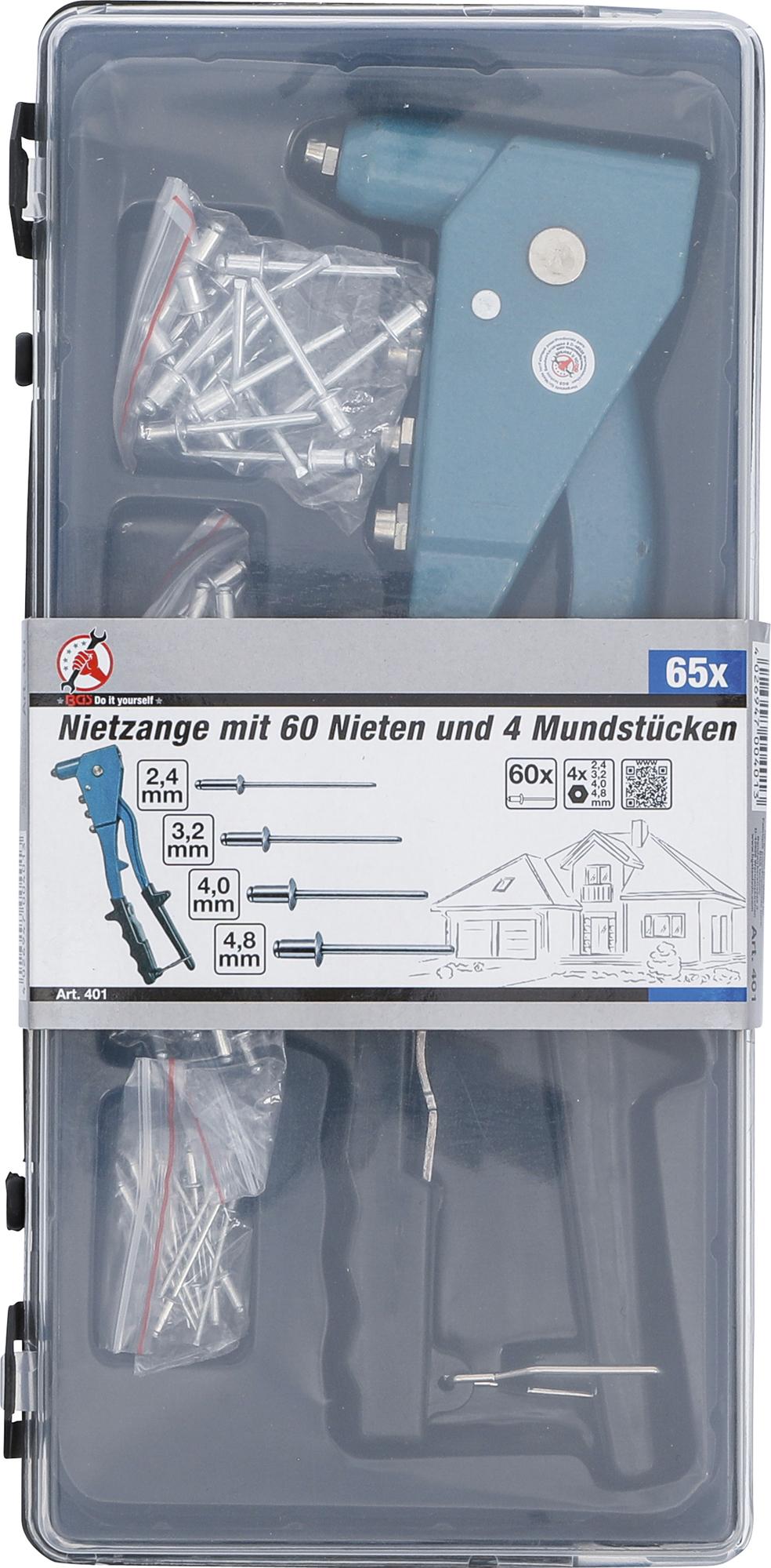 RIVETER SET | 2.4 / 3.2 / 4.0 / 4.8 MM | 250 MM (401)