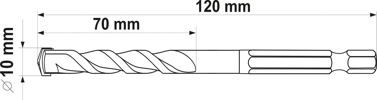 UNIVERSAL DRILL WITH HEX SHANK 10,0MM (YT-44786)