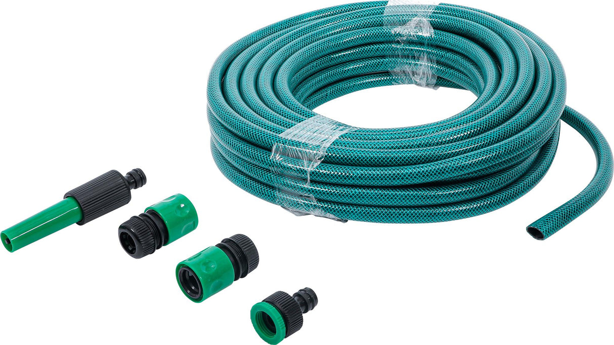 WATER HOSE | PVC | WITH WATER SPRAY GUN AND QUICK COUPLINGS | 15 M | 6-PCS. (70906)