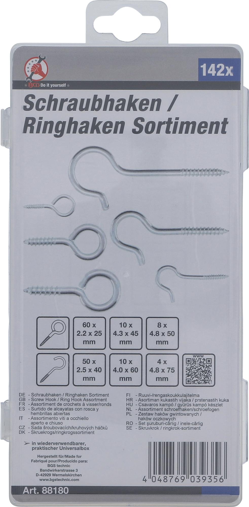 SCREW HOOK / RING HOOK ASSORTMENT | 142 PCS. (88180)