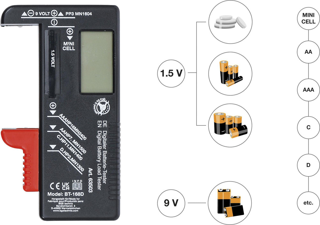 DIGITAL BATTERY LOAD TESTER | 1.5V / 9V (63503)