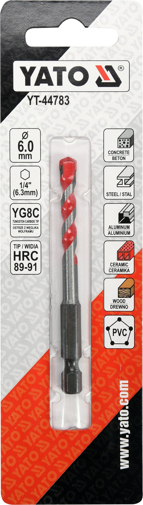 UNIVERSAL DRILL WITH HEX SHANK 6,0MM (YT-44783)