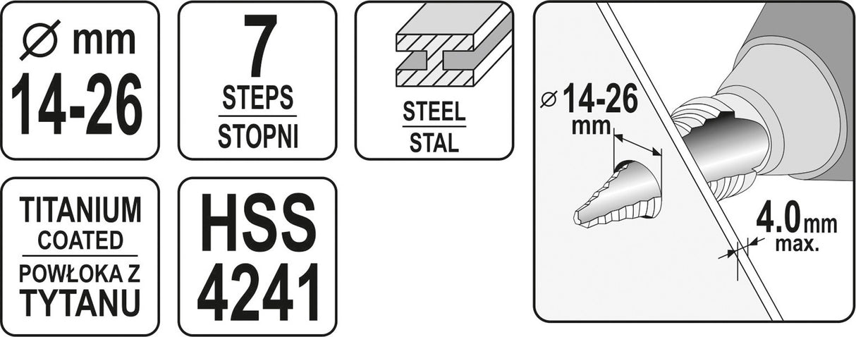 STEP DRILL 14-26MM (YT-44743)
