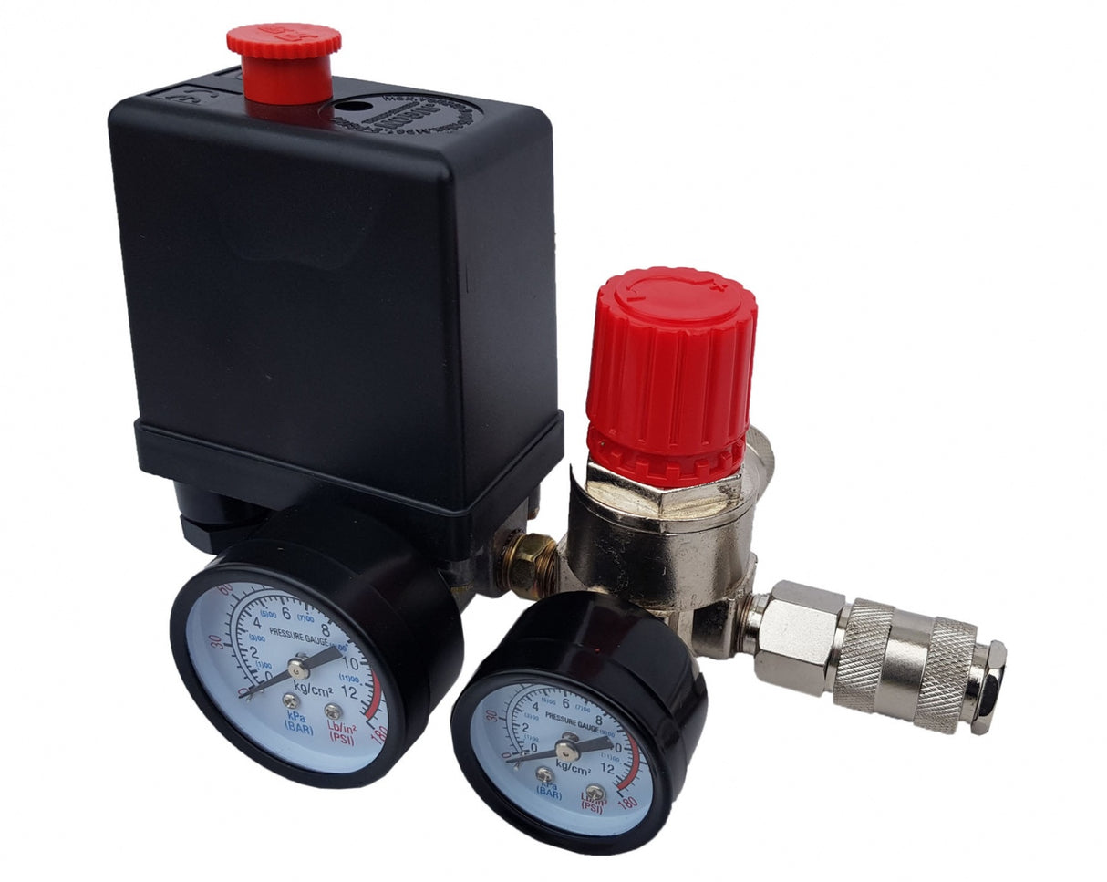 COMPRESSOR REGULATOR WITH PRESSURE SWITCH AND PRESSURE GAUGES | 230V (SK10677)