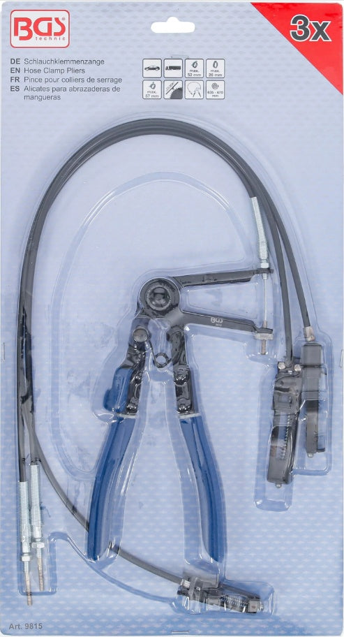 HOSE CLAMP PLIERS | WITH INTERCHANGEABLE BOWDEN CABLES | 635 - 670 MM (9815)