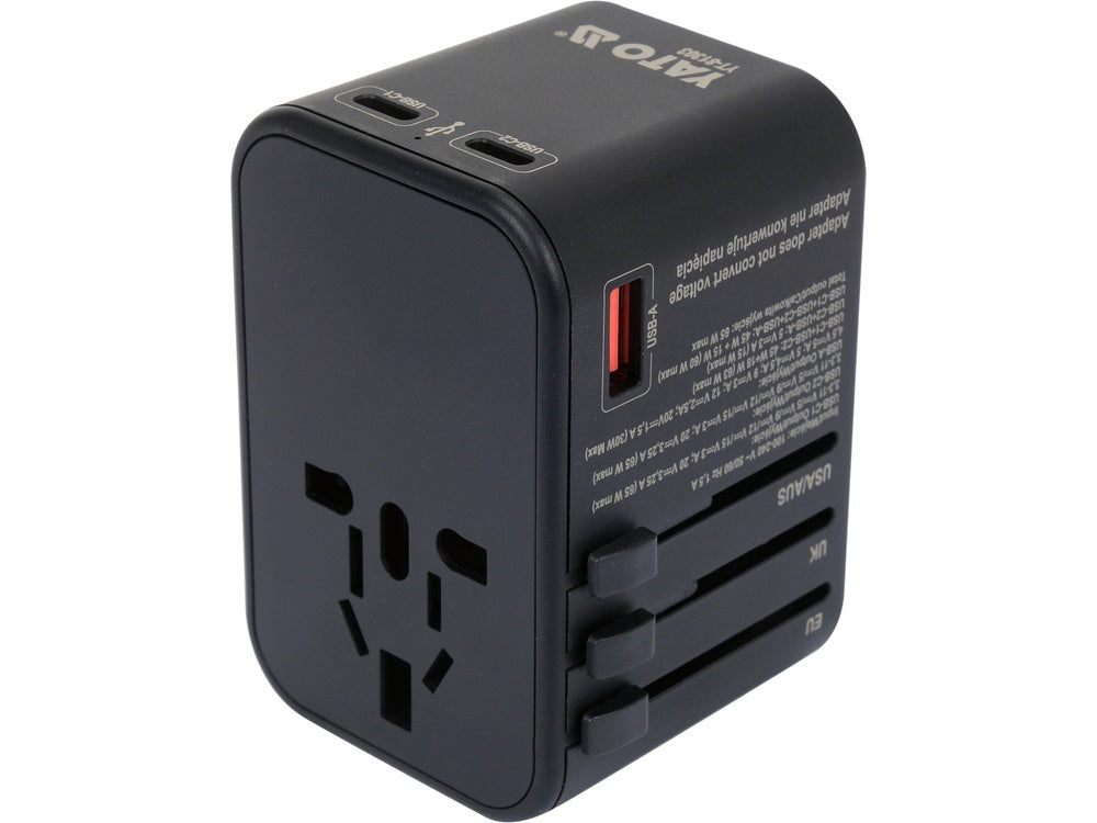 TRAVEL ADAPTER UNIV. USB, USB-C 65W (YT-81303)