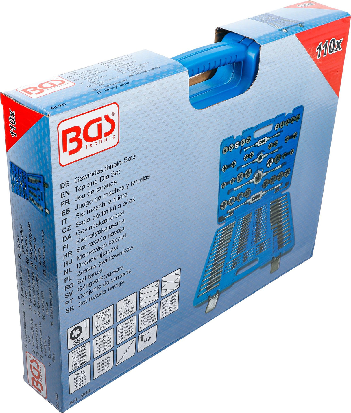 TAP AND DIE SET | METRIC / INCH SIZES | 110 PCS. (900)