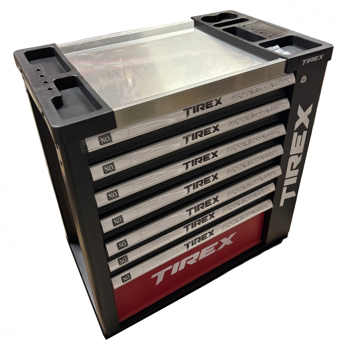 TOOL CABINET ON WHEELS | METAL WORKTOP | WITH TOOLS | 7 DRAWERS / 1 DOOR | 322 TOOLS (H7002)