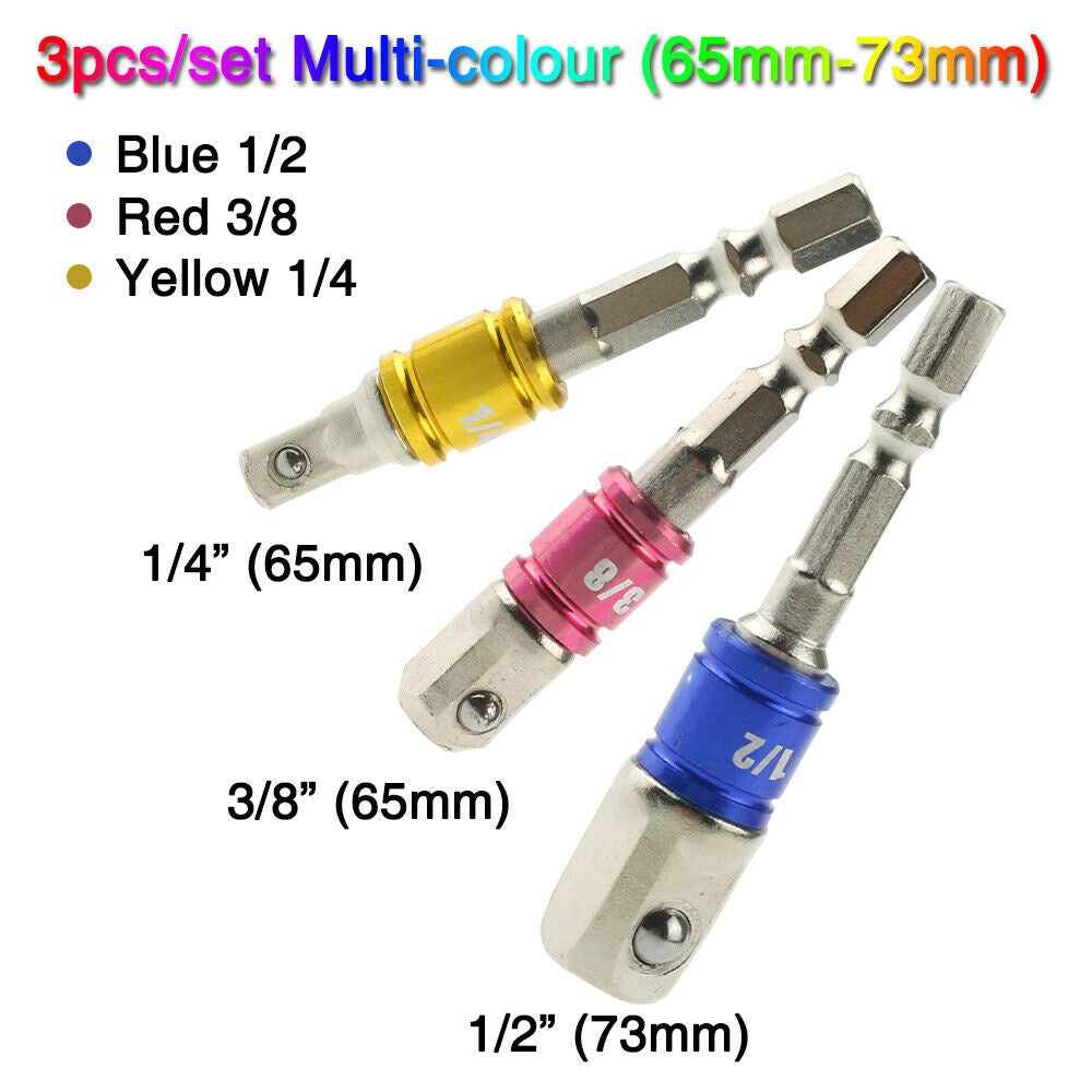 ADAPTER SET | 6.3 MM (1/4") BIT | 6.3 MM (1/4") / 10 MM (3/8") / 12.5 MM (1/2") | 3 PCS. (AMY-1703)