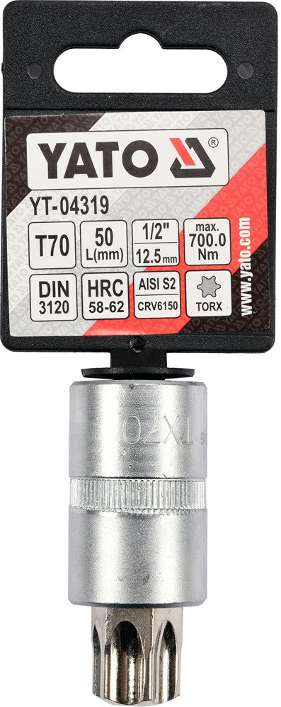 SOCKET BIT TORX 1/2" T70 L55MM (YT-04319)