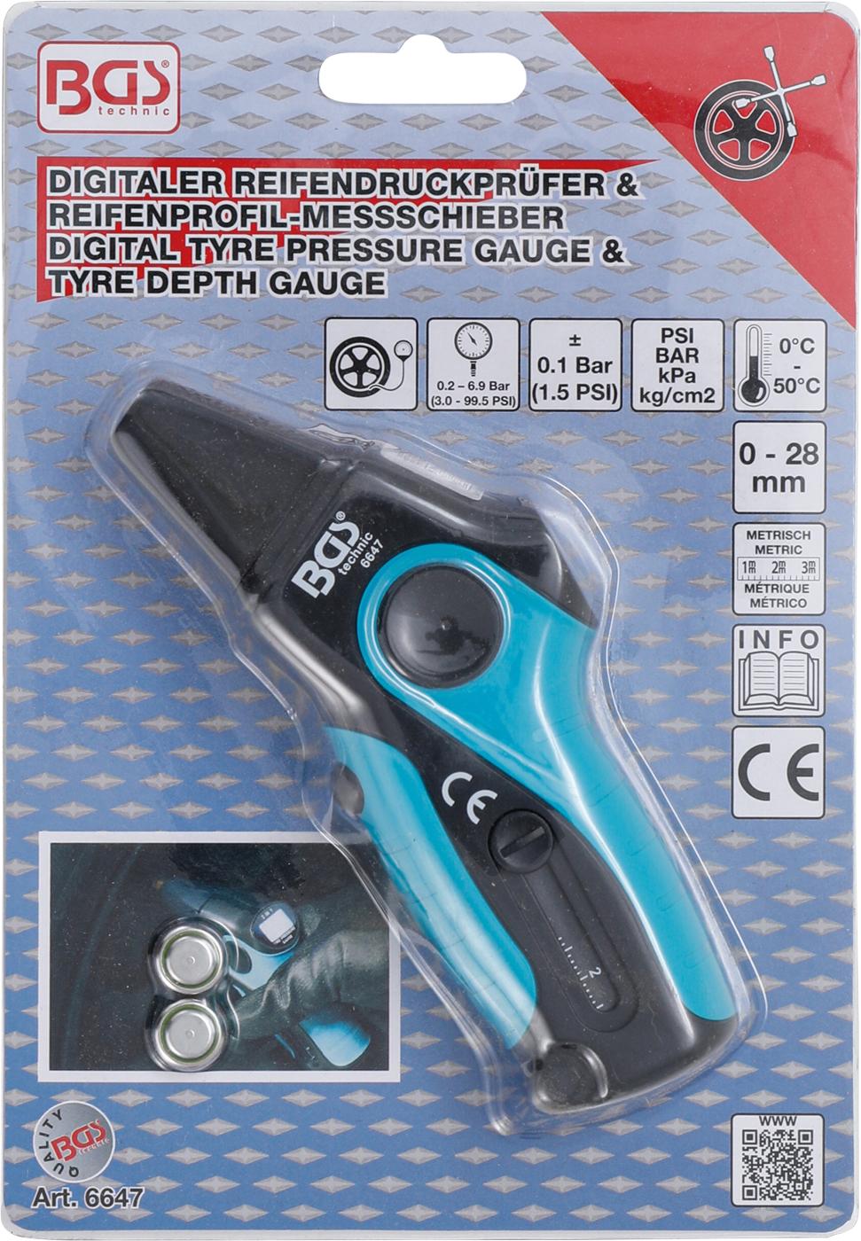 DIGITAL TYRE PRESSURE GAUGE & TYRE DEPTH GAUGE | "2-IN-1" (6647)