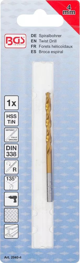 TWIST DRILL | HSS-G | TITANIUM-NITRATED | 4.0 MM (2040-4)