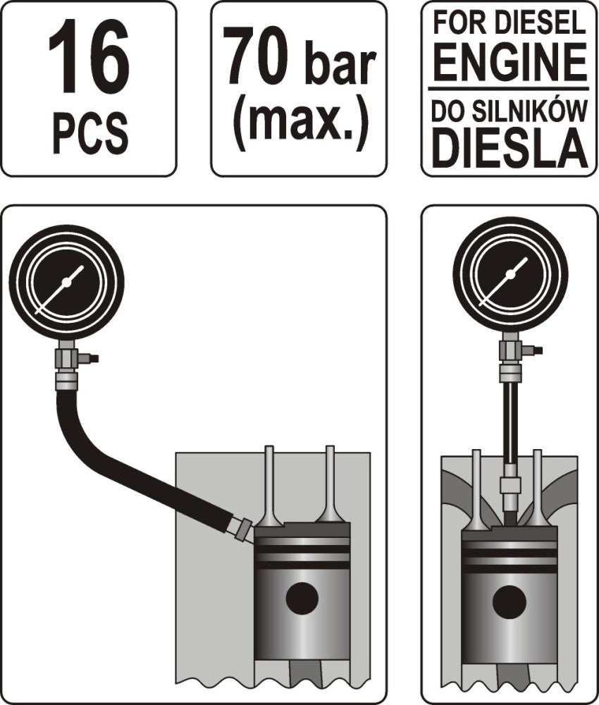 COMPRESSION TESTER FOR DIESEL ENGINES (YT-7307)