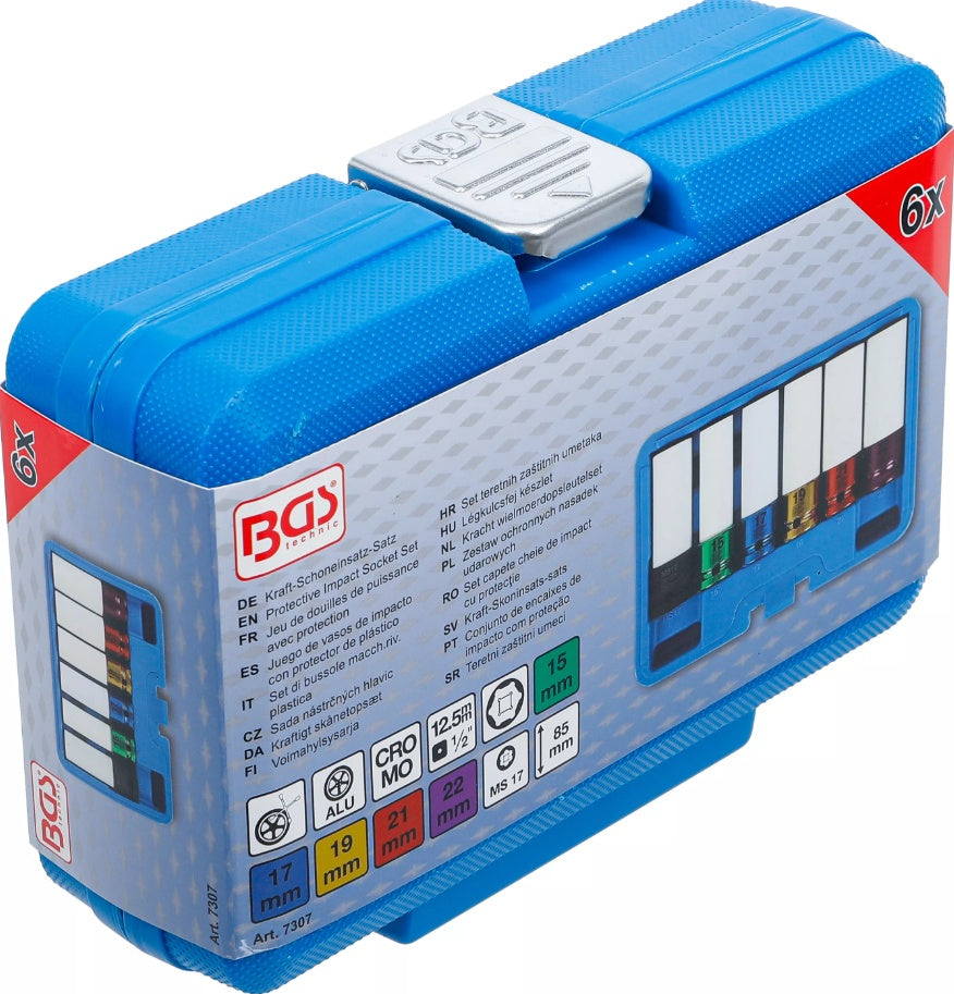 PROTECTIVE IMPACT SOCKET SET | 12.5 MM (1/2") DRIVE | 15 / 17 / 19 / 21 / 22 MM / MS17 | 6 PCS. (7307)