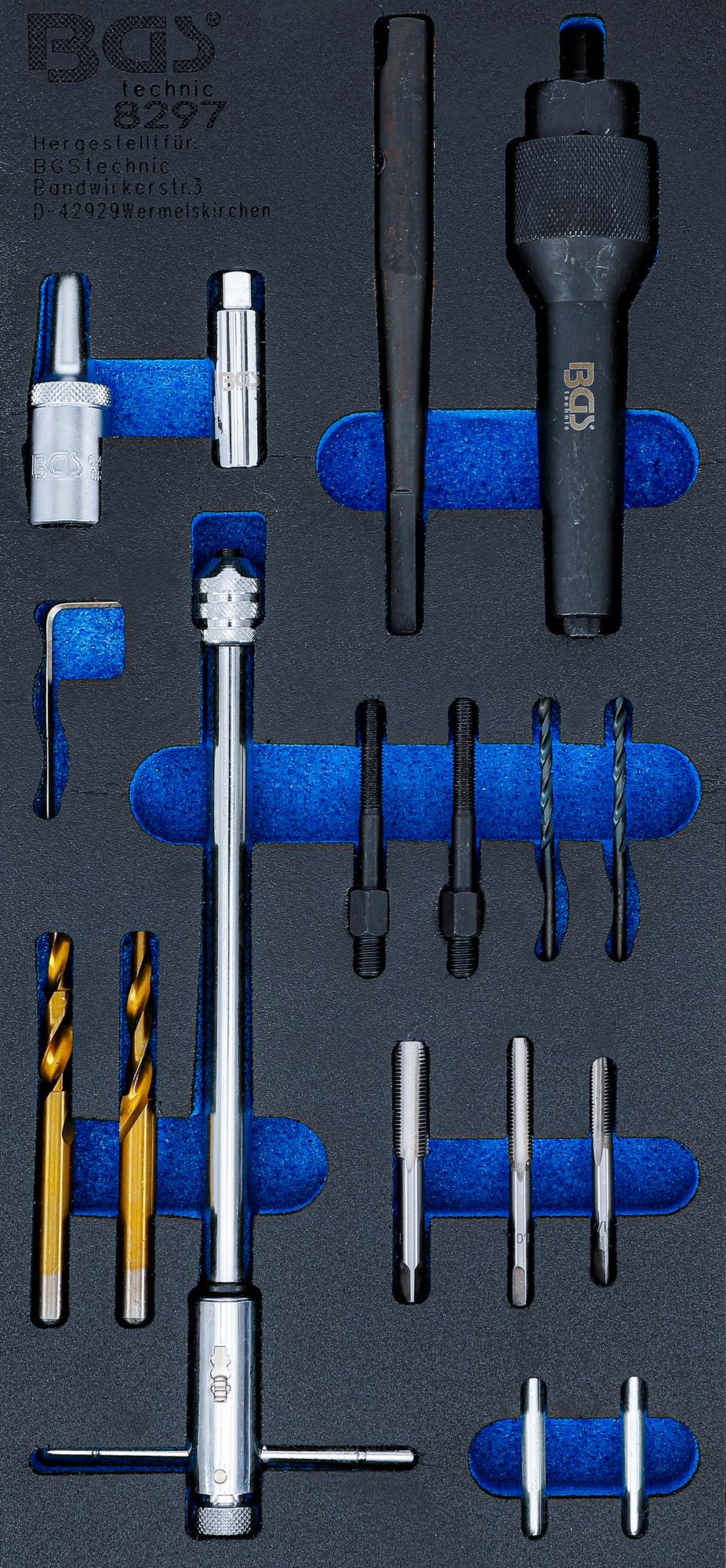 TOOL TRAY 1/3: GLOW PLUG REMOVAL AND THREAD REPAIR SET | M8, M10 | 17 PCS. (8297)