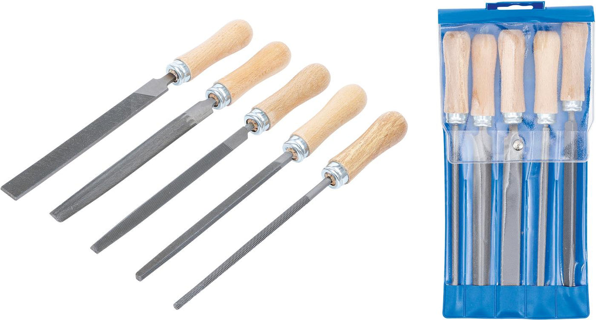 FILE SET | WOODEN HANDLE | 150 MM | 5 PCS. (50206)