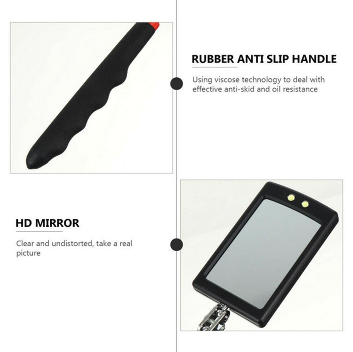TELESCOPIC SQUARE MIRROR | 285 - 870 MM | WITH 2 LED (9302V)