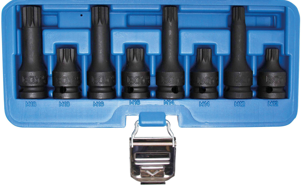 IMPACT BIT SOCKET SET | 12.5 MM (1/2") DRIVE | SPLINE (FOR XZN) M12 - M18 | 8 PCS. (5381)