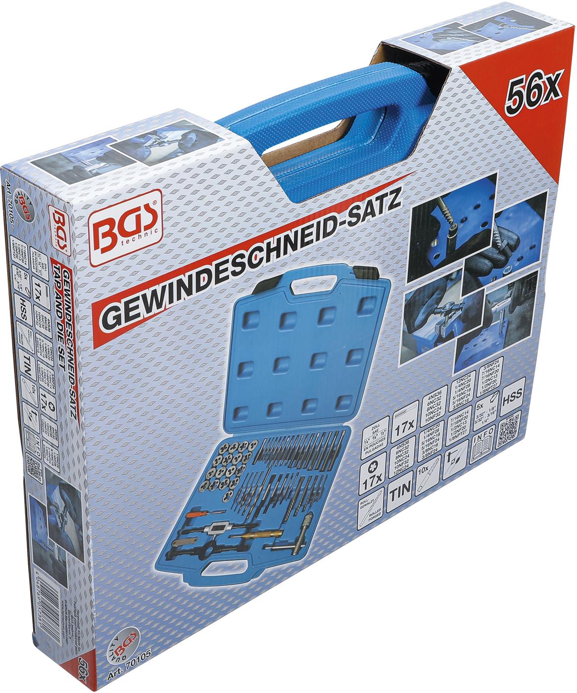 TAP AND DIE SET | INCH SIZES | 1/4" - 1/2" | 56 PCS. (70105)