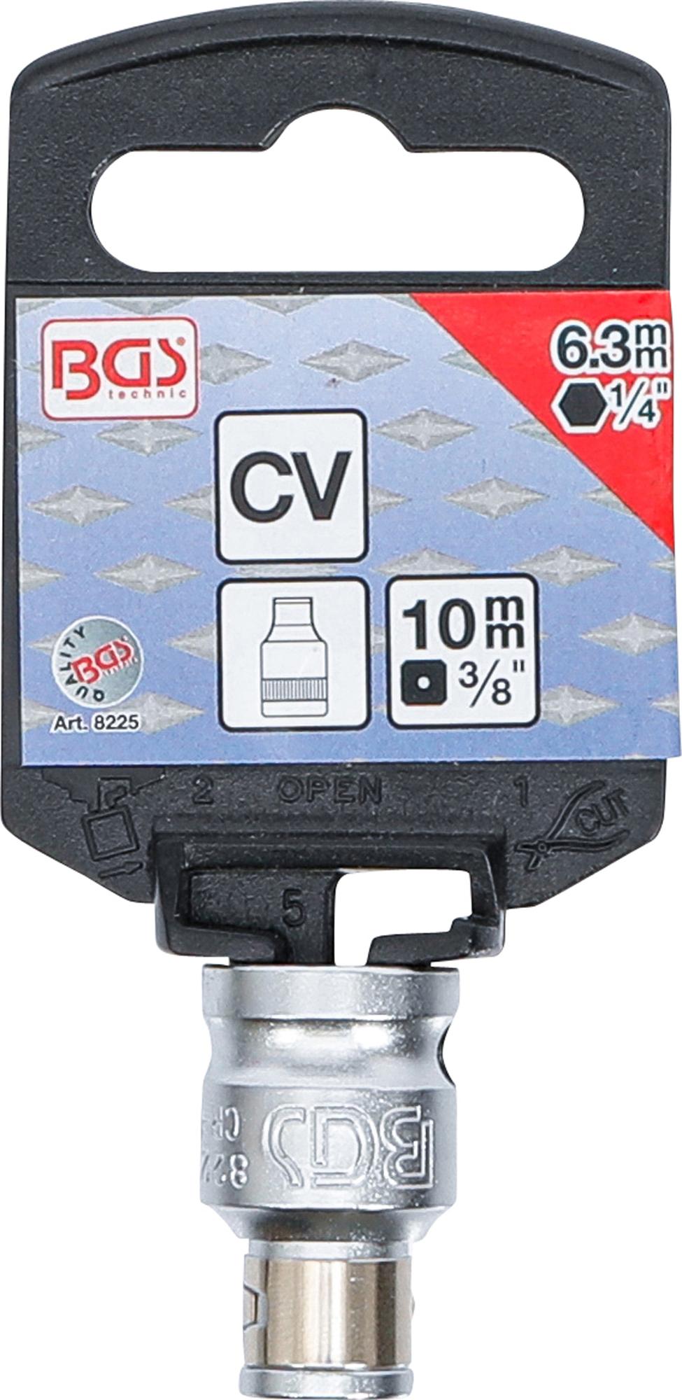 BIT ADAPTOR WITH RETAINING BALL | 10 MM (3/8") DRIVE | INTERNAL HEXAGON 6.3 MM (1/4") (8225)