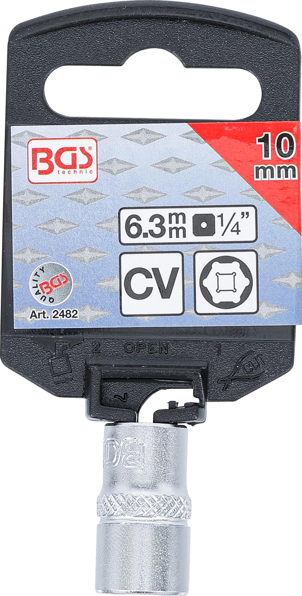 SOCKET, HEXAGON | 6.3 MM (1/4") DRIVE | 10 MM (2482)