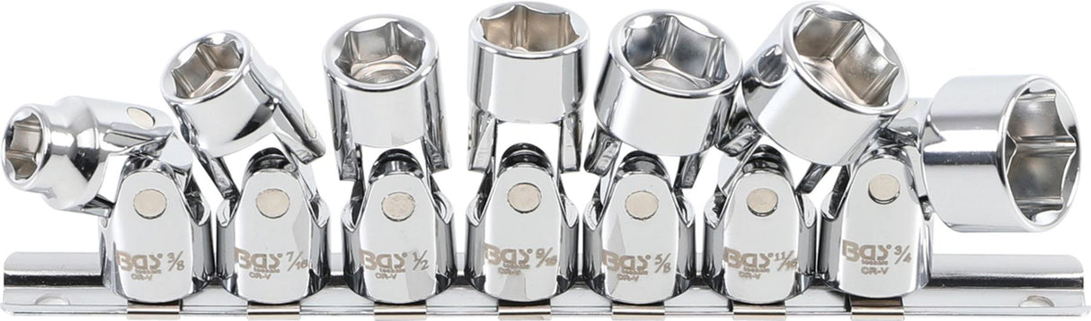 UNIVERSAL JOINT SOCKET SET, HEXAGON | 10 MM (3/8") DRIVE | 3/8" - 3/4" | INCH SIZES | 7 PCS. (9501)